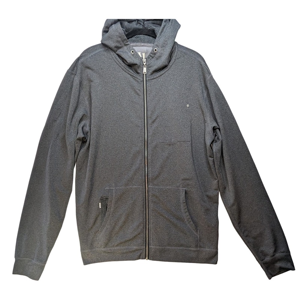 Vuori Mens Large Movement Full Zip Hoodie Heather Grey Athleisure Fitness Jacket